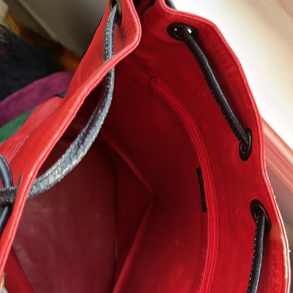 Vintage Simpson Piccadilly Red Epi Leather Duffle Bag with navy/green trim - Picture 5 of 11